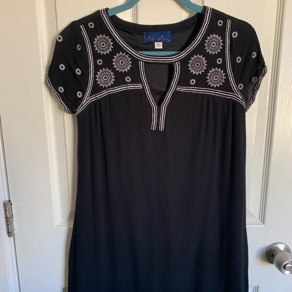 Black Embroidered Detail Dress - Size XS
